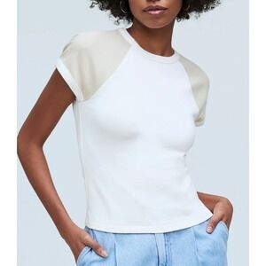 Madwell Raglan-Sleeve Baby Tee Antique Cream White L Casual Minimalist NWT